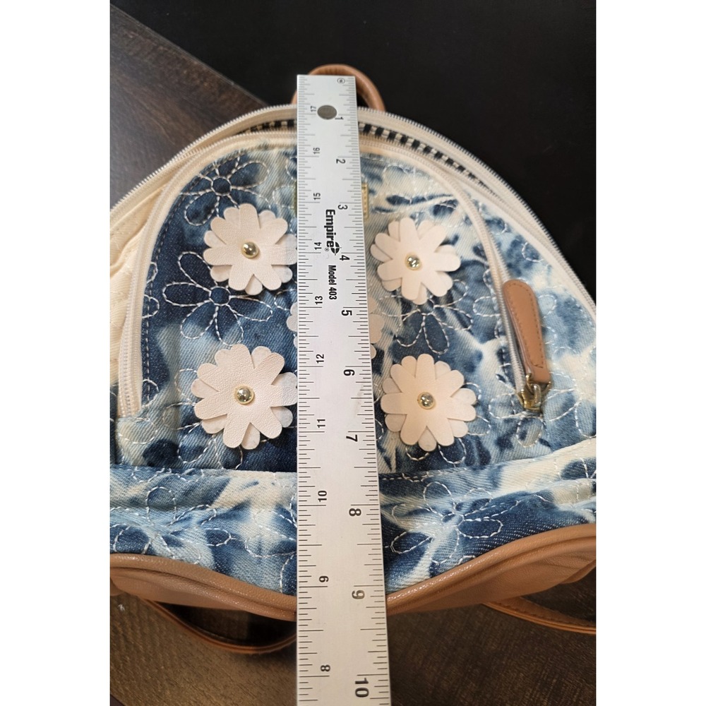 Betsey Johnson Tie Dye Denim Mini Backpack Blue Jean Quilted Flowers Bag 90s y2k - Picture 13 of 15
